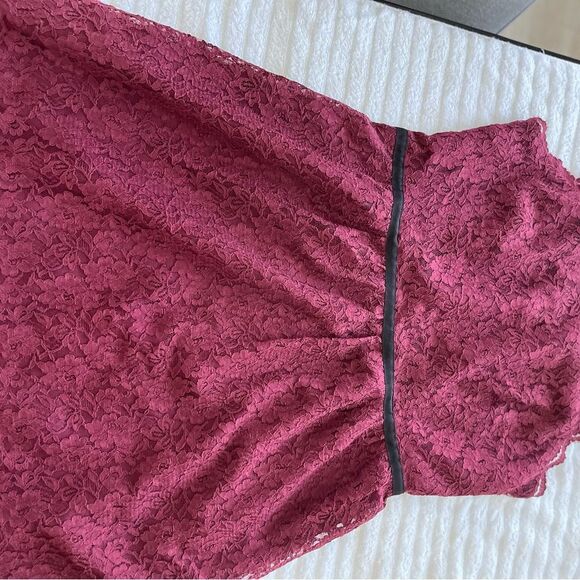 Loft Fully Line Lace Dress Size 10P Wine Color EUC - Picture 5 of 12